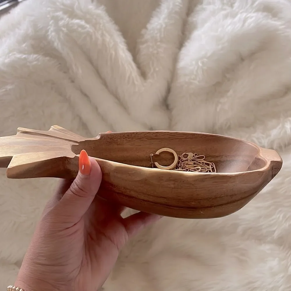 Pineapple wooden jewelry bowl